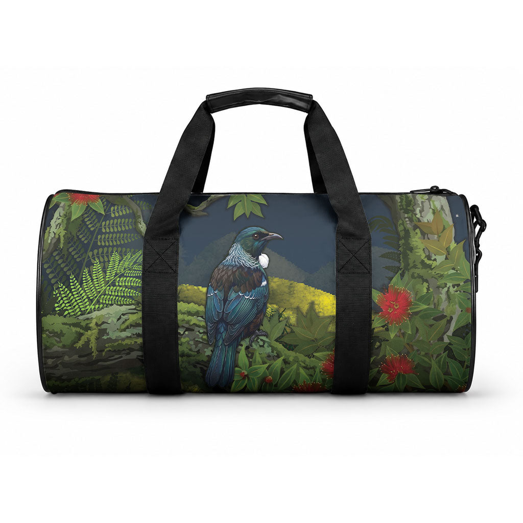 Rongoa Maori New Zealand Rata Duffle Bag NZ Tui Bird Forest Vibes LT14 One size Green - Polynesian Pride