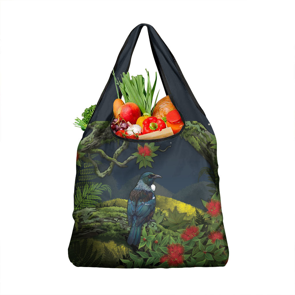 Rongoa Maori New Zealand Rata Grocery Bag NZ Tui Bird Forest Vibes LT14 1-pack One Size Green - Polynesian Pride