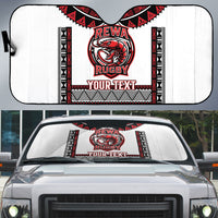 Fiji Rewa Rugby Custom Auto Sun Shade Go Champions Fijian Tapa Pattern LT14 White - Polynesian Pride