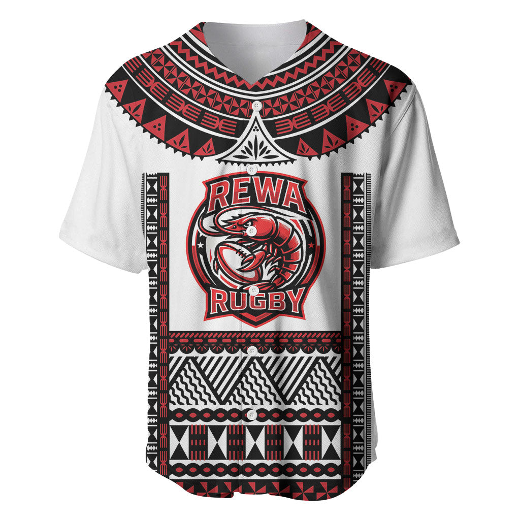Fiji Rewa Rugby Custom Baseball Jersey Go Champions Fijian Tapa Pattern LT14 White - Polynesian Pride
