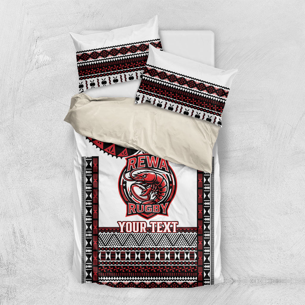 Fiji Rewa Rugby Custom Bedding Set Go Champions Fijian Tapa Pattern LT14 US Twin 172cm x 218cm White - Polynesian Pride