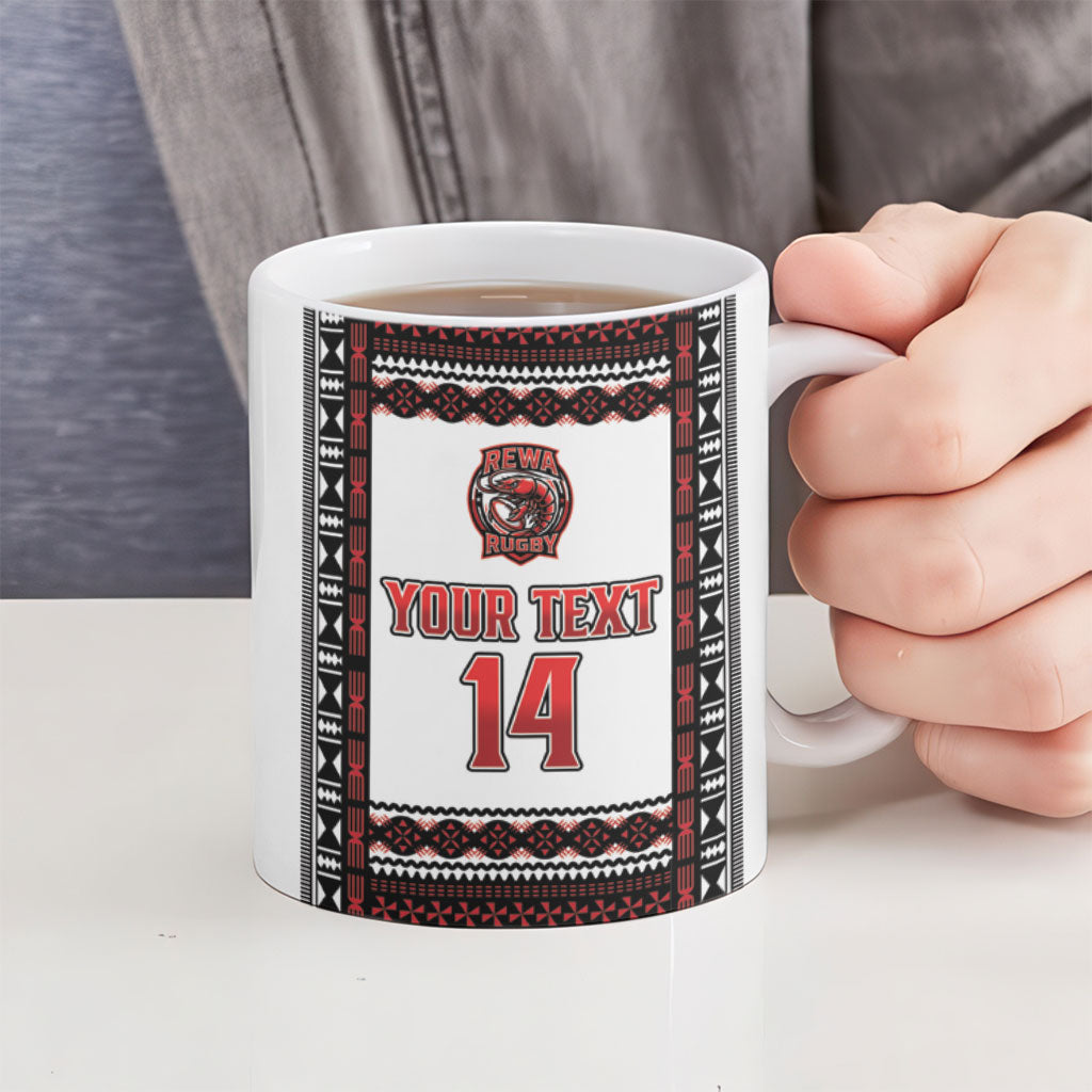 Fiji Rewa Rugby Custom Ceramic Mug Go Champions Fijian Tapa Pattern LT14 - Polynesian Pride