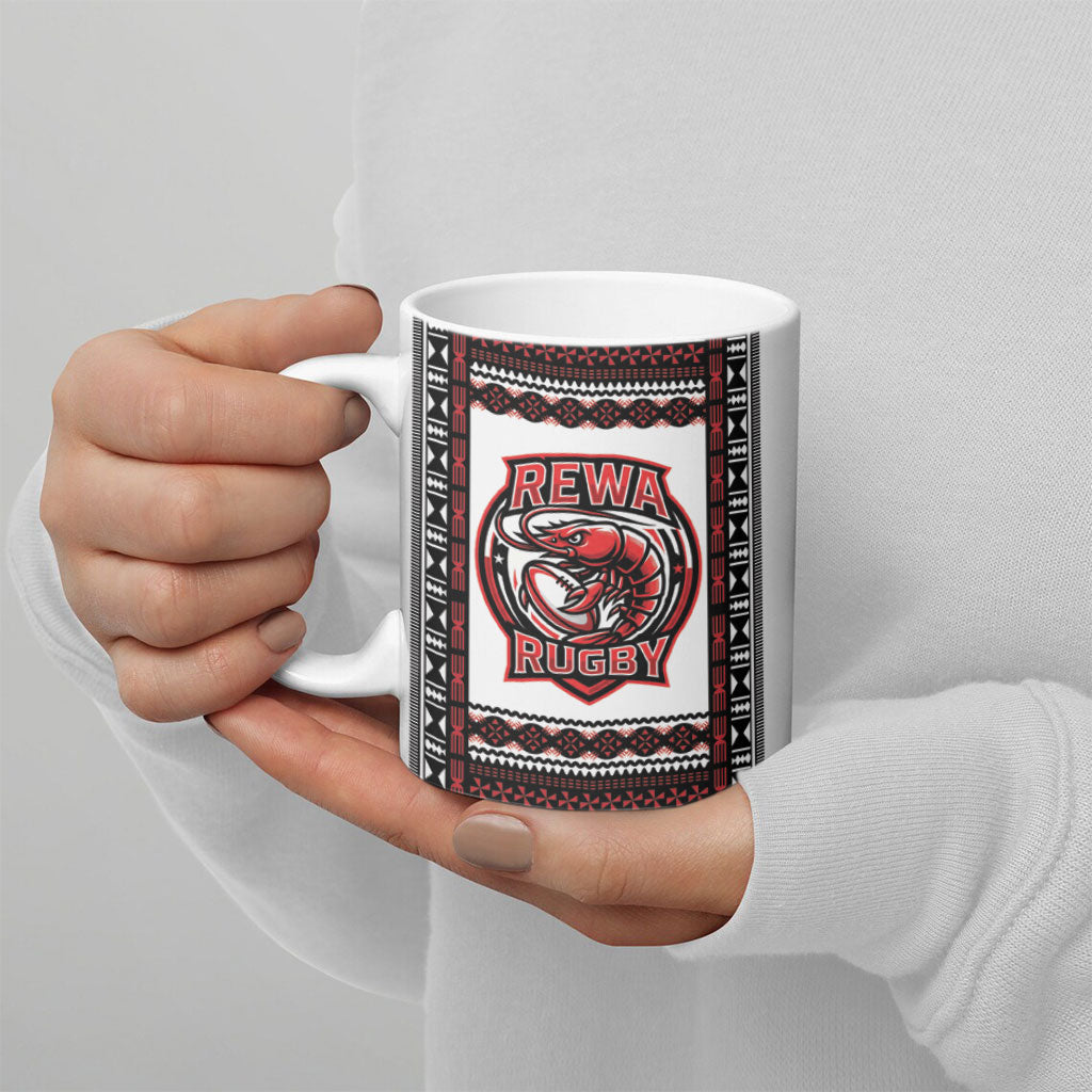 Fiji Rewa Rugby Custom Ceramic Mug Go Champions Fijian Tapa Pattern LT14 - Polynesian Pride
