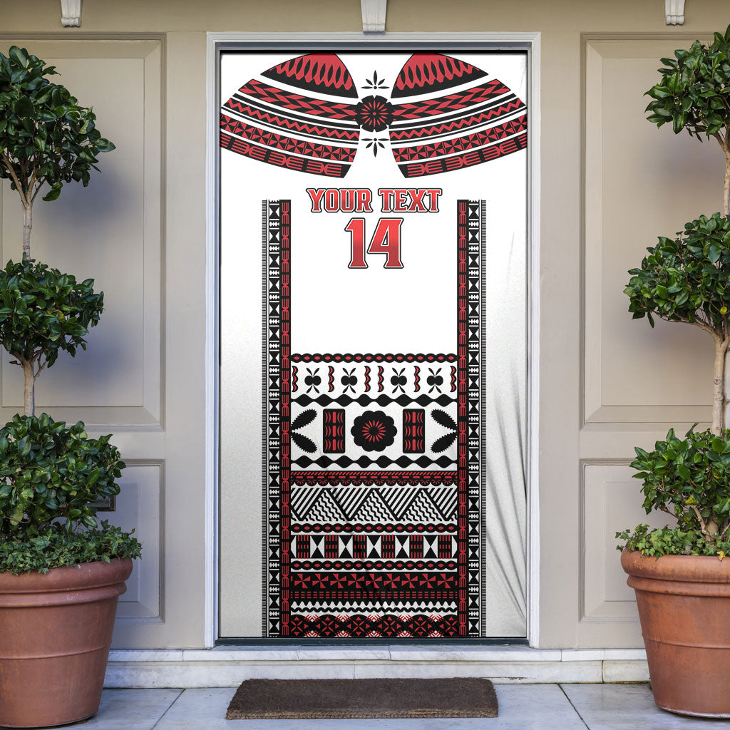 Fiji Rewa Rugby Custom Door Cover Go Champions Fijian Tapa Pattern LT14 White - Polynesian Pride