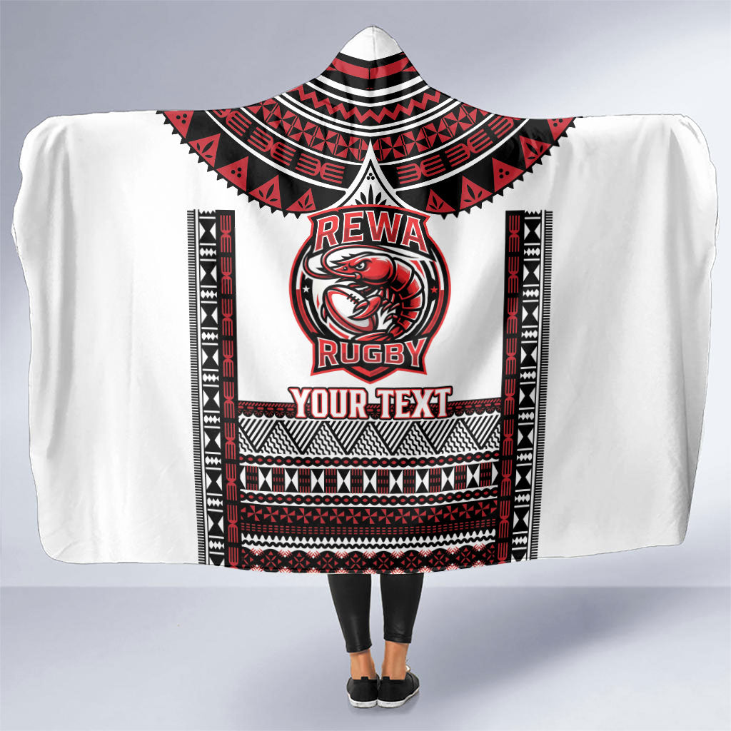 Fiji Rewa Rugby Custom Hooded Blanket Go Champions Fijian Tapa Pattern LT14 One Size White - Polynesian Pride