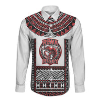 Fiji Rewa Rugby Custom Long Sleeve Button Shirt Go Champions Fijian Tapa Pattern LT14 Unisex White - Polynesian Pride