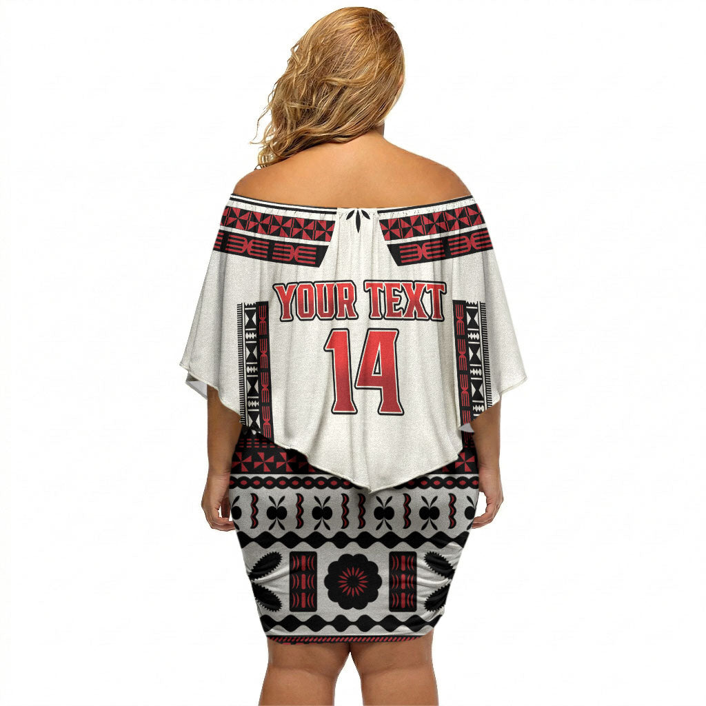 Fiji Rewa Rugby Custom Off Shoulder Short Dress Go Champions Fijian Tapa Pattern LT14 - Polynesian Pride