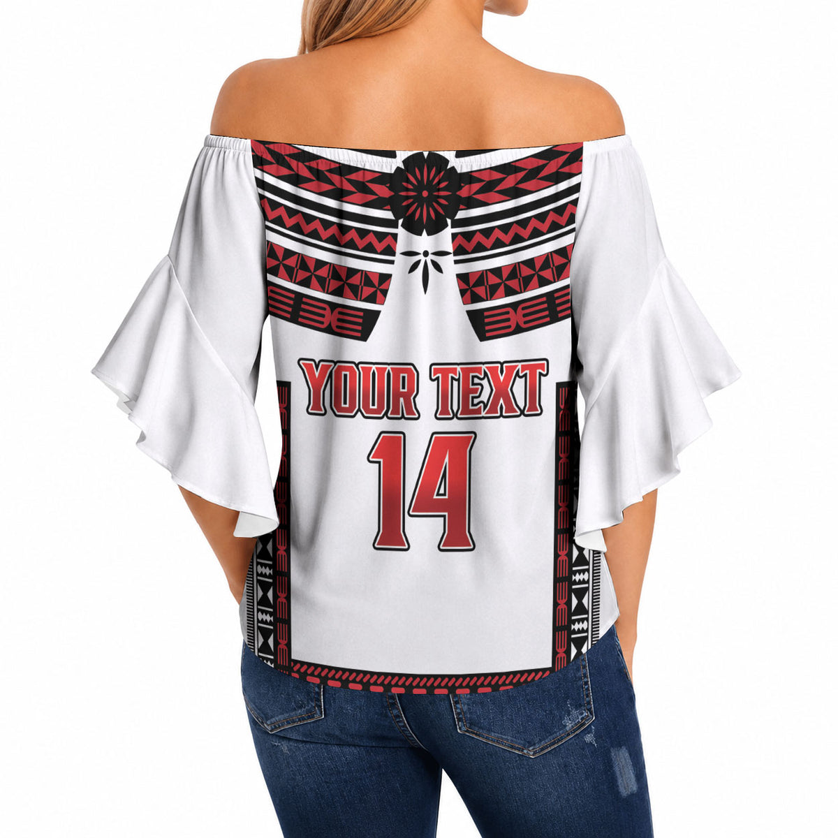 Fiji Rewa Rugby Custom Off Shoulder Wrap Waist Top Go Champions Fijian Tapa Pattern LT14 - Polynesian Pride