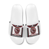 Fiji Rewa Rugby Custom Slide Sandals Go Champions Fijian Tapa Pattern LT14 White - Polynesian Pride