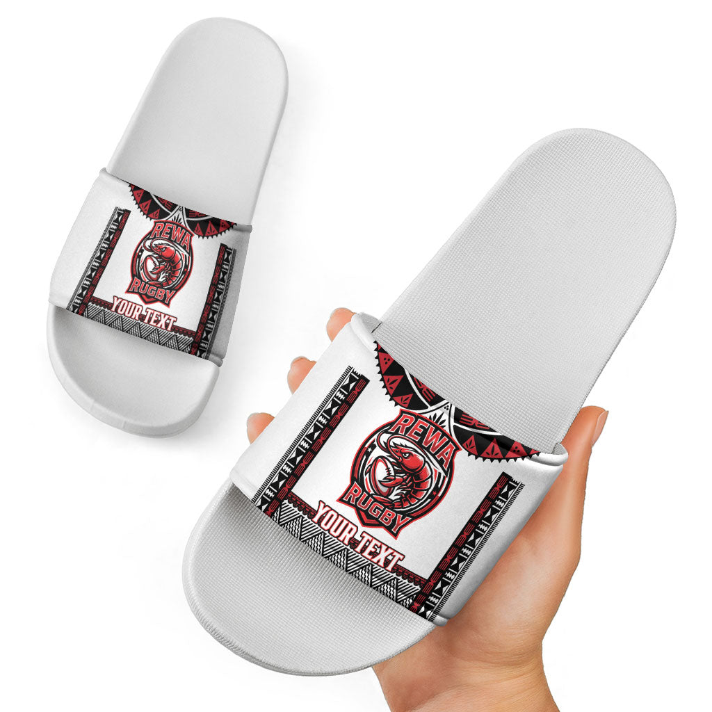Fiji Rewa Rugby Custom Slide Sandals Go Champions Fijian Tapa Pattern LT14 - Polynesian Pride