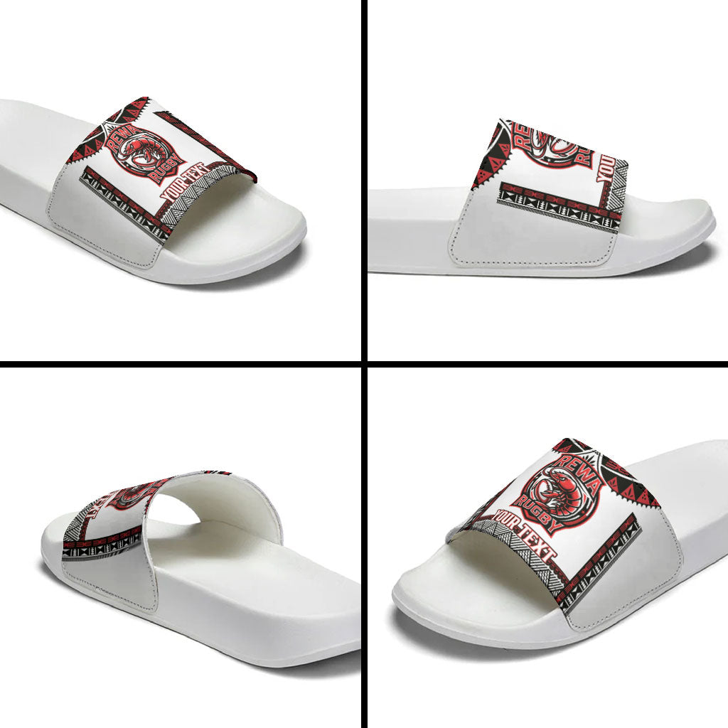 Fiji Rewa Rugby Custom Slide Sandals Go Champions Fijian Tapa Pattern LT14 - Polynesian Pride