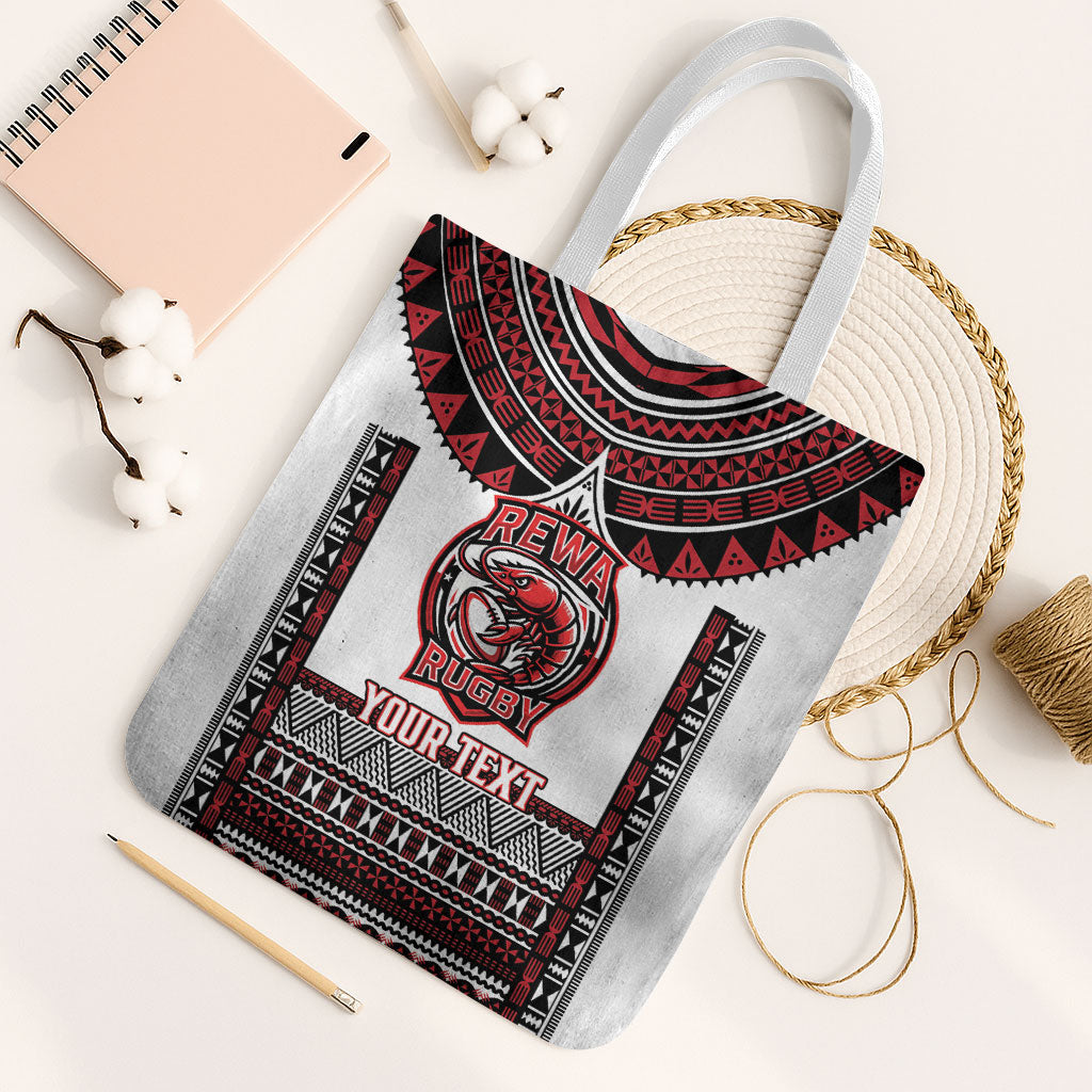 Fiji Rewa Rugby Custom Tote Bag Go Champions Fijian Tapa Pattern LT14 White Strap One Size White - Polynesian Pride