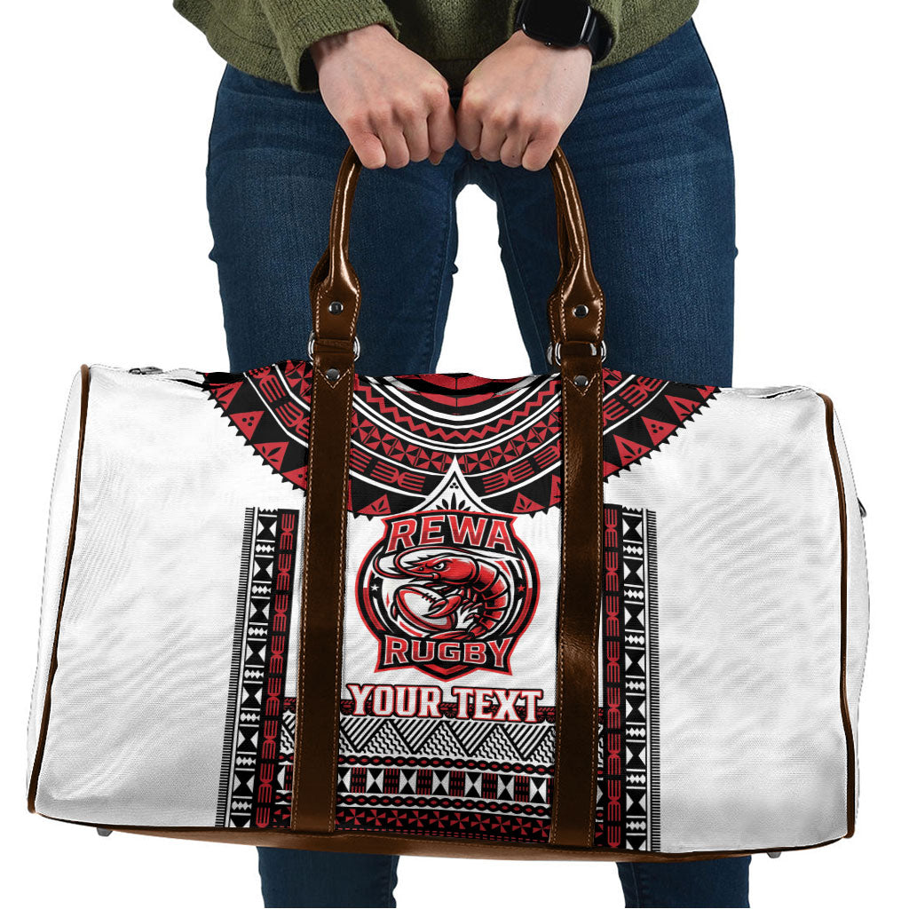 Fiji Rewa Rugby Custom Travel Bag Go Champions Fijian Tapa Pattern LT14 White - Polynesian Pride