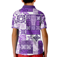 Hawaiian Quilt Kid Polo Shirt Tiki Tropical Retro Purple Version LT14 - Polynesian Pride