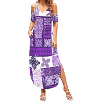 Hawaiian Quilt Summer Maxi Dress Tiki Tropical Retro Purple Version LT14 Women Purple - Polynesian Pride