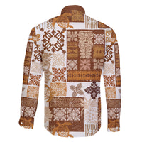 Hawaiian Quilt Family Matching Off Shoulder Maxi Dress and Hawaiian Shirt Tiki Tropical Retro Brown Version LT14 - Polynesian Pride