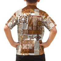 Hawaiian Quilt Family Matching Summer Maxi Dress and Hawaiian Shirt Tiki Tropical Retro Brown Version LT14 - Polynesian Pride