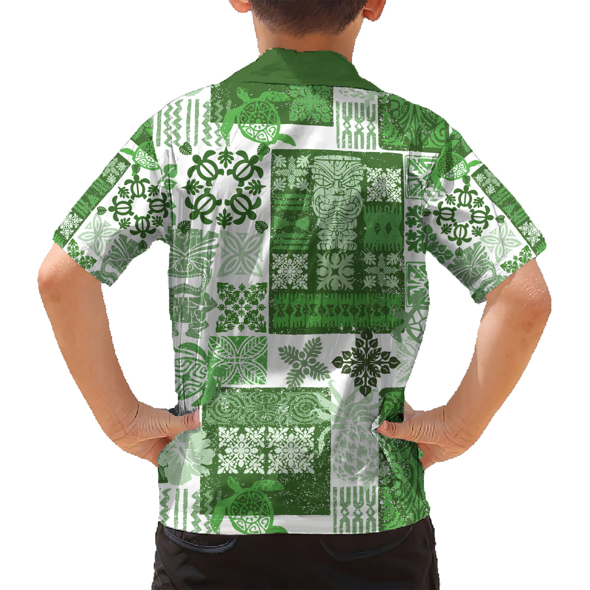 Hawaiian Quilt Kid Hawaiian Shirt Tiki Tropical Retro Green Version LT14 - Polynesian Pride