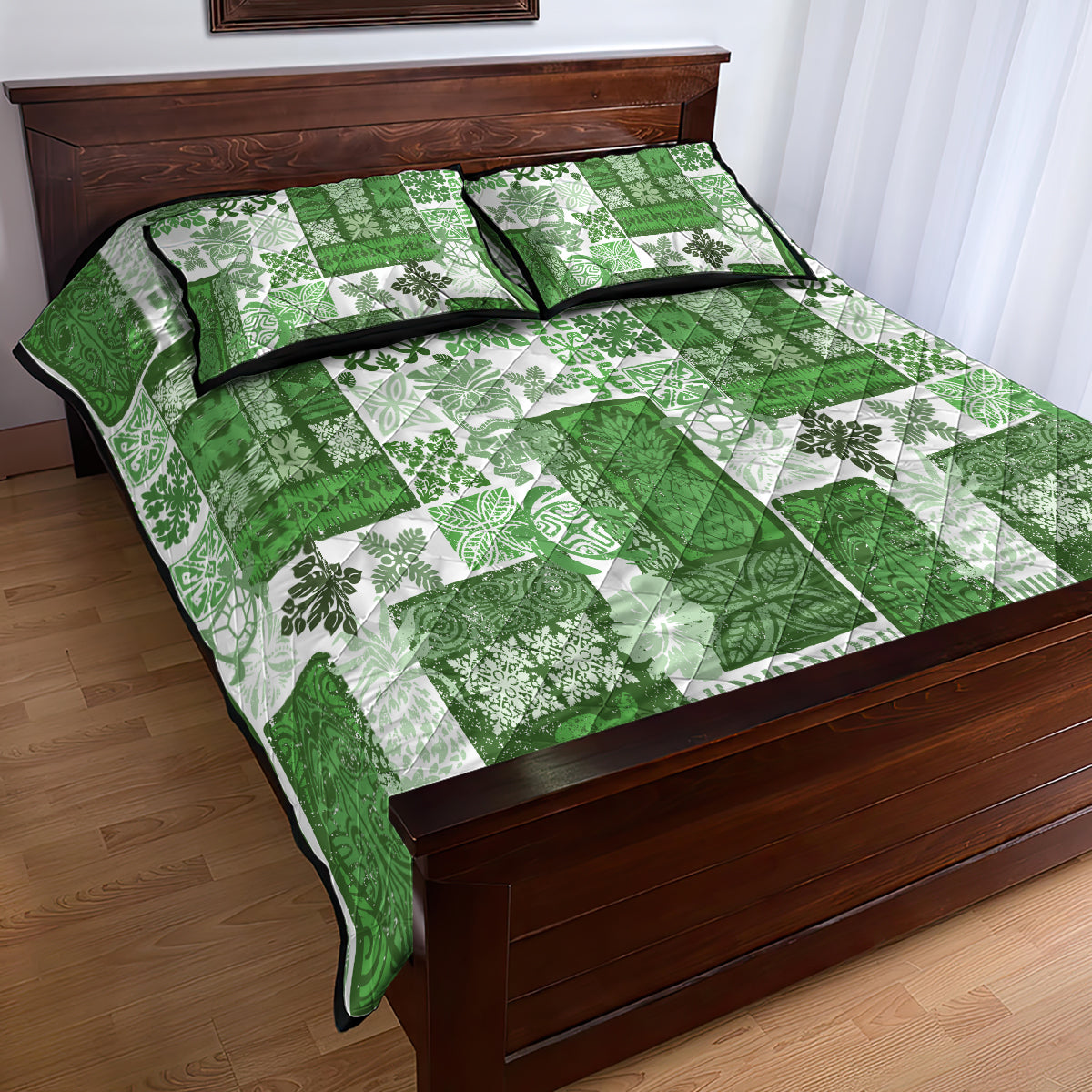 Hawaiian Quilt Quilt Bed Set Tiki Tropical Retro Green Version LT14 - Polynesian Pride