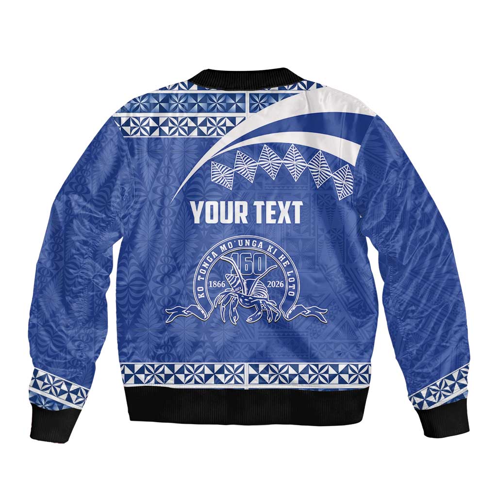 Personalised Tonga Tupou College Toloa Bomber Jacket 160 Years Anniversary Tongan Ngatu Pattern