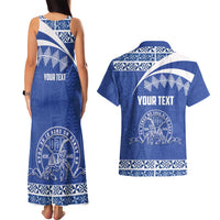 Personalised Tonga Tupou College Toloa Couples Matching Tank Maxi Dress and Hawaiian Shirt 160 Years Anniversary Tongan Ngatu Pattern LT14 - Polynesian Pride