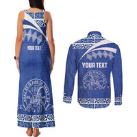 Personalised Tonga Tupou College Toloa Couples Matching Tank Maxi Dress and Long Sleeve Button Shirt 160 Years Anniversary Tongan Ngatu Pattern
