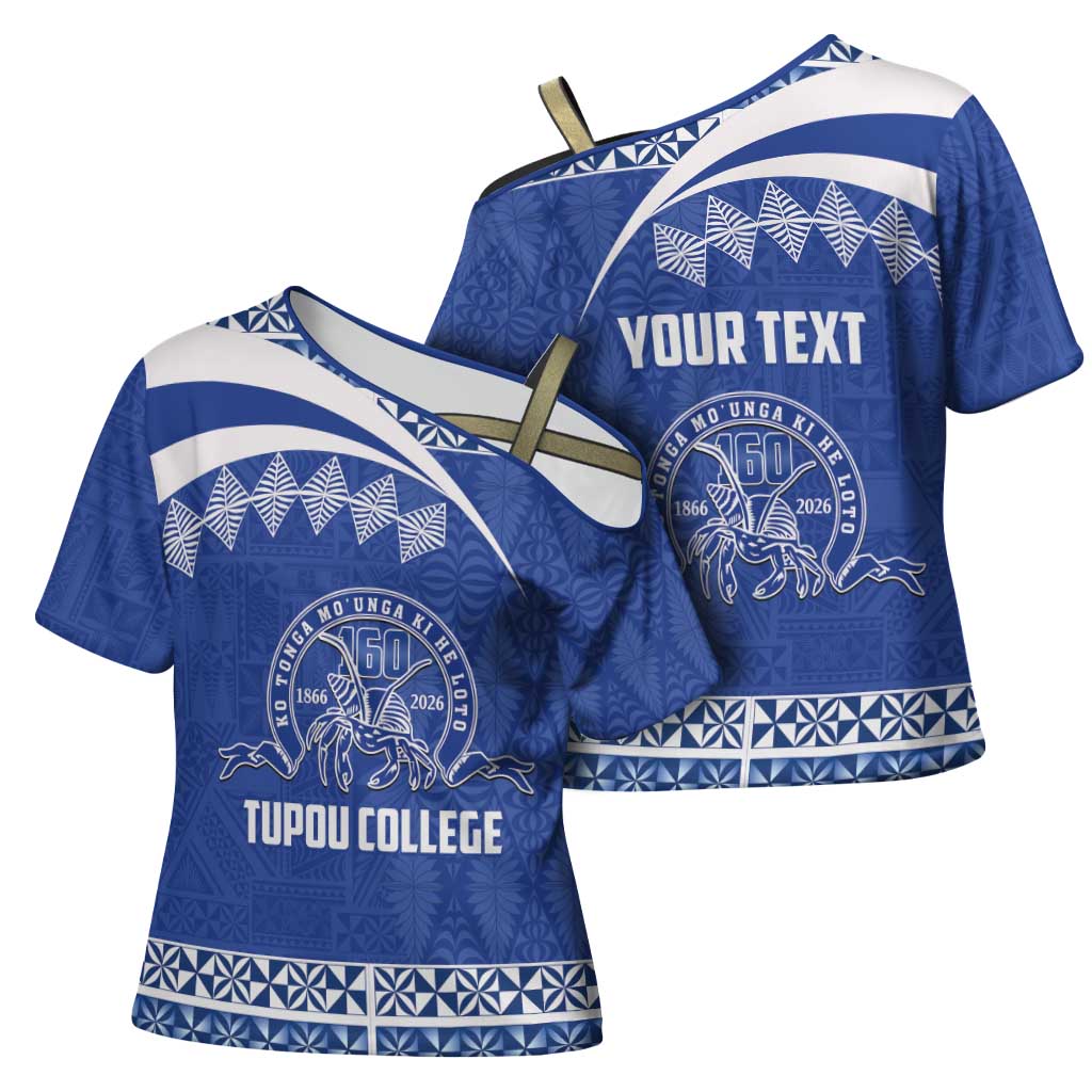 Personalised Tonga Tupou College Toloa Cross Shoulder Shirt 160 Years Anniversary Tongan Ngatu Pattern