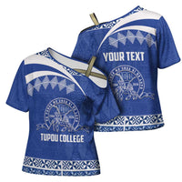 Personalised Tonga Tupou College Toloa Cross Shoulder Shirt 160 Years Anniversary Tongan Ngatu Pattern