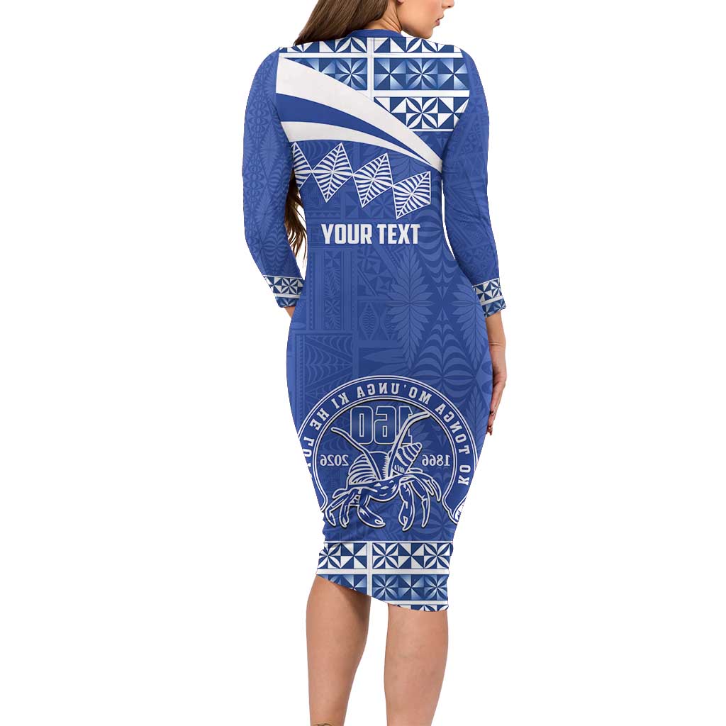 Personalised Tonga Tupou College Toloa Family Matching Long Sleeve Bodycon Dress and Hawaiian Shirt 160 Years Anniversary Tongan Ngatu Pattern LT14 - Polynesian Pride