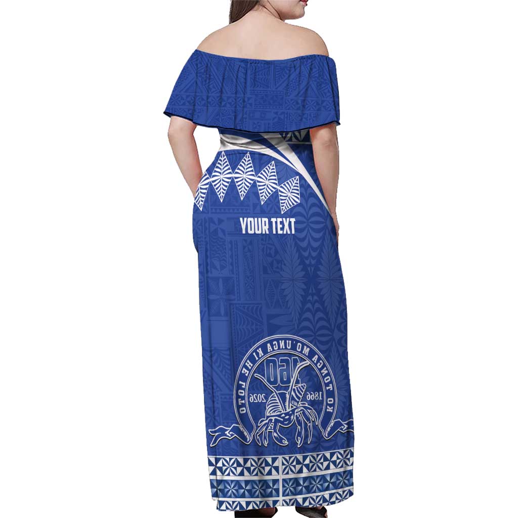 Personalised Tonga Tupou College Toloa Family Matching Off Shoulder Maxi Dress and Hawaiian Shirt 160 Years Anniversary Tongan Ngatu Pattern LT14 - Polynesian Pride