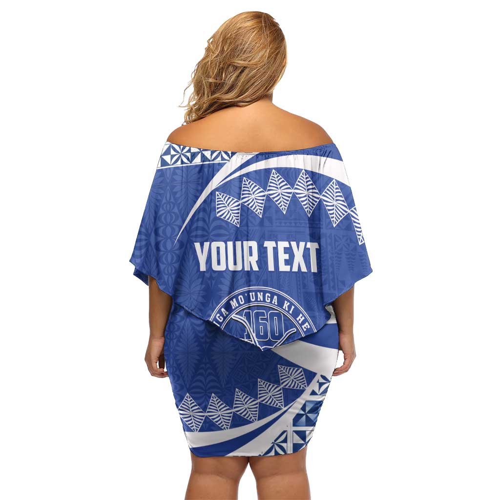 Personalised Tonga Tupou College Toloa Family Matching Off Shoulder Short Dress and Hawaiian Shirt 160 Years Anniversary Tongan Ngatu Pattern LT14 - Polynesian Pride