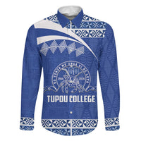 Personalised Tonga Tupou College Toloa Family Matching Summer Maxi Dress and Hawaiian Shirt 160 Years Anniversary Tongan Ngatu Pattern LT14 Dad's Shirt - Long Sleeve Blue - Polynesian Pride