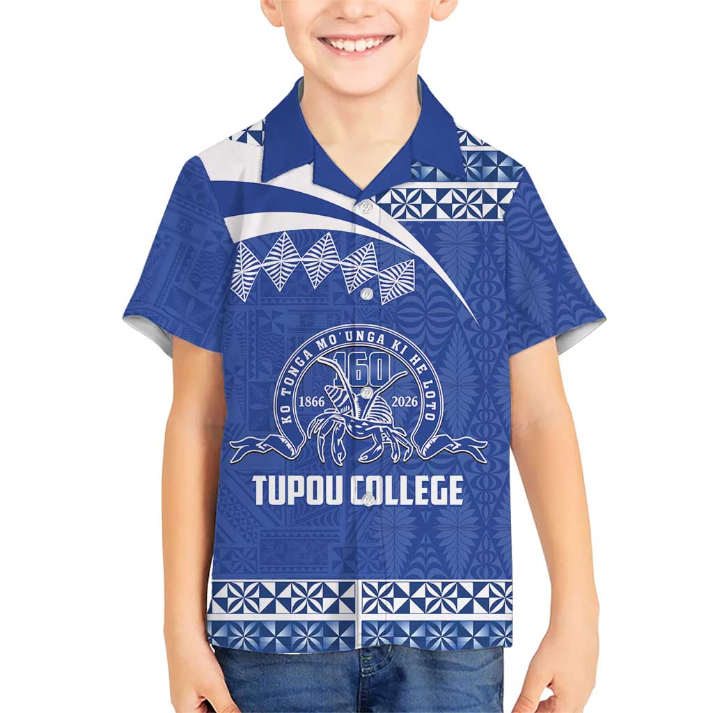 Personalised Tonga Tupou College Toloa Kid Hawaiian Shirt 160 Years Anniversary Tongan Ngatu Pattern