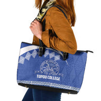 Tonga Tupou College Toloa Leather Tote Bag 160 Years Anniversary Tongan Ngatu Pattern