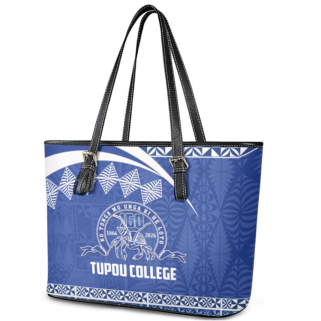 Tonga Tupou College Toloa Leather Tote Bag 160 Years Anniversary Tongan Ngatu Pattern