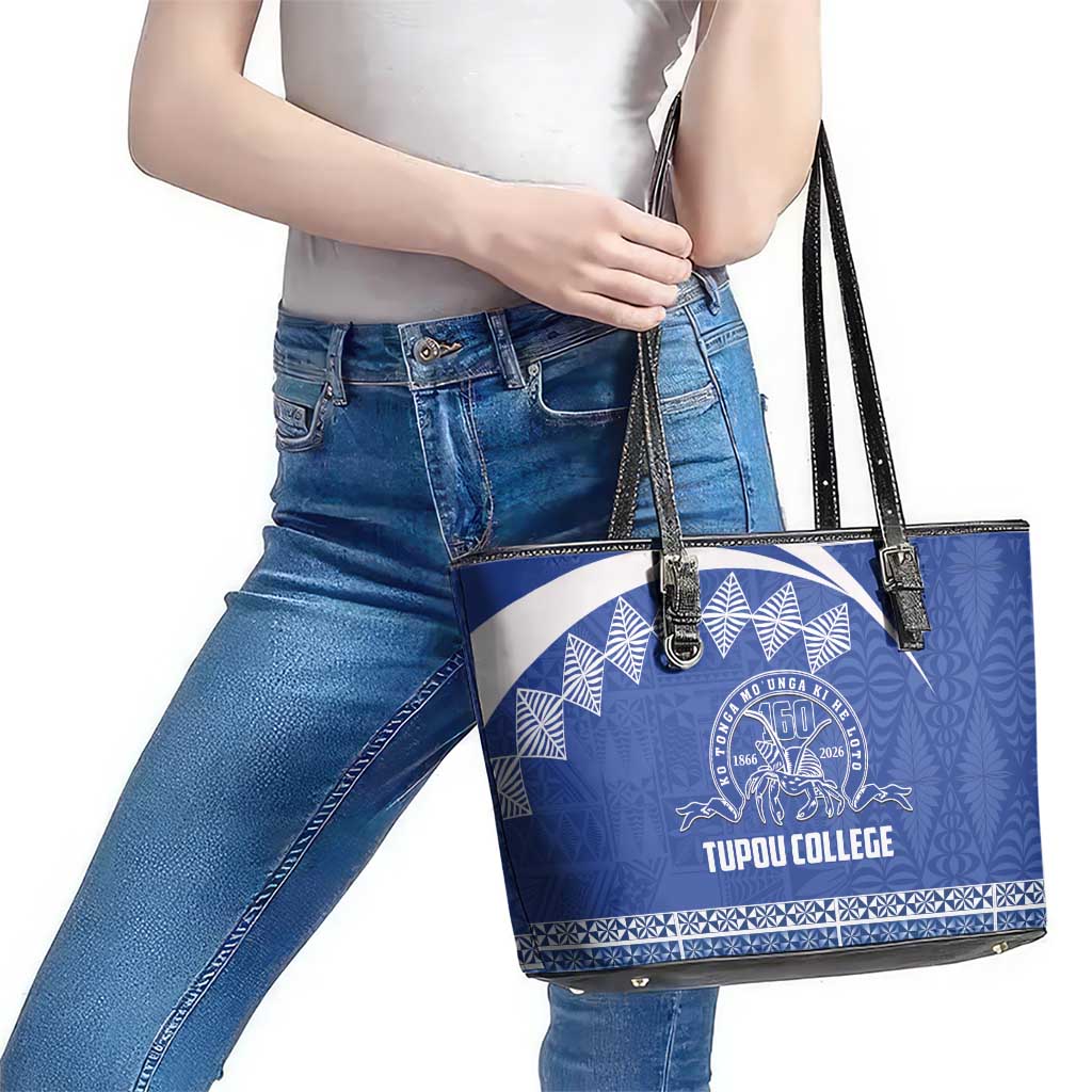 Tonga Tupou College Toloa Leather Tote Bag 160 Years Anniversary Tongan Ngatu Pattern