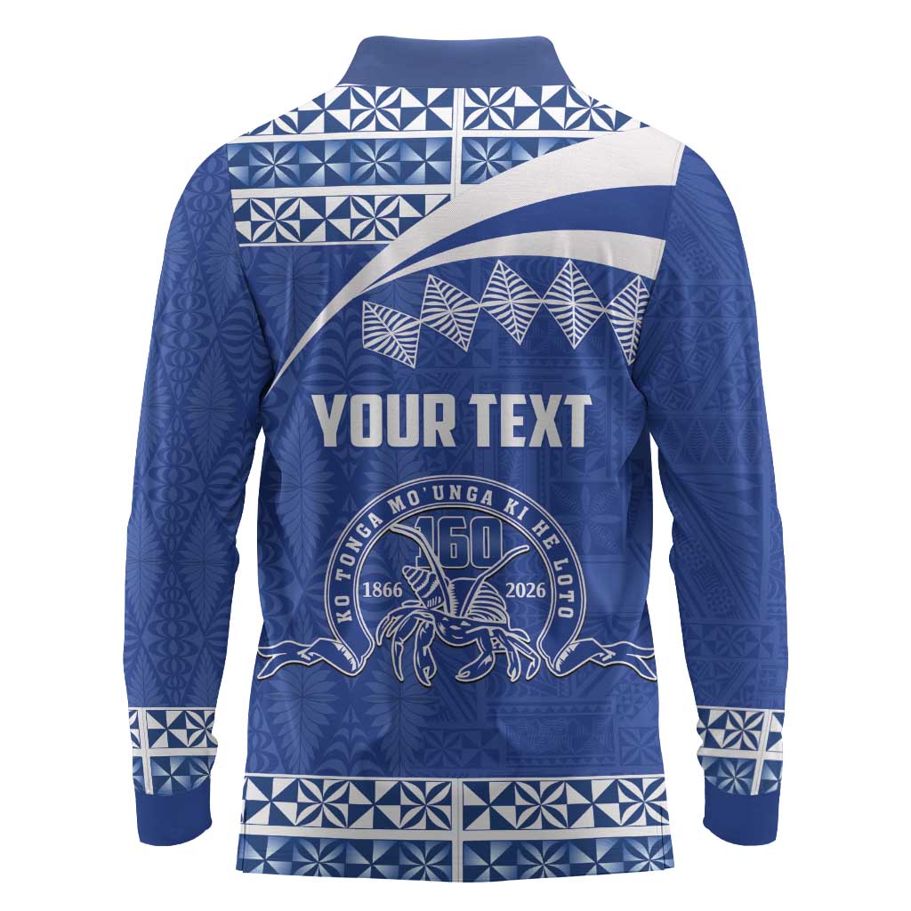 Personalised Tonga Tupou College Toloa Long Sleeve Polo Shirt 160 Years Anniversary Tongan Ngatu Pattern