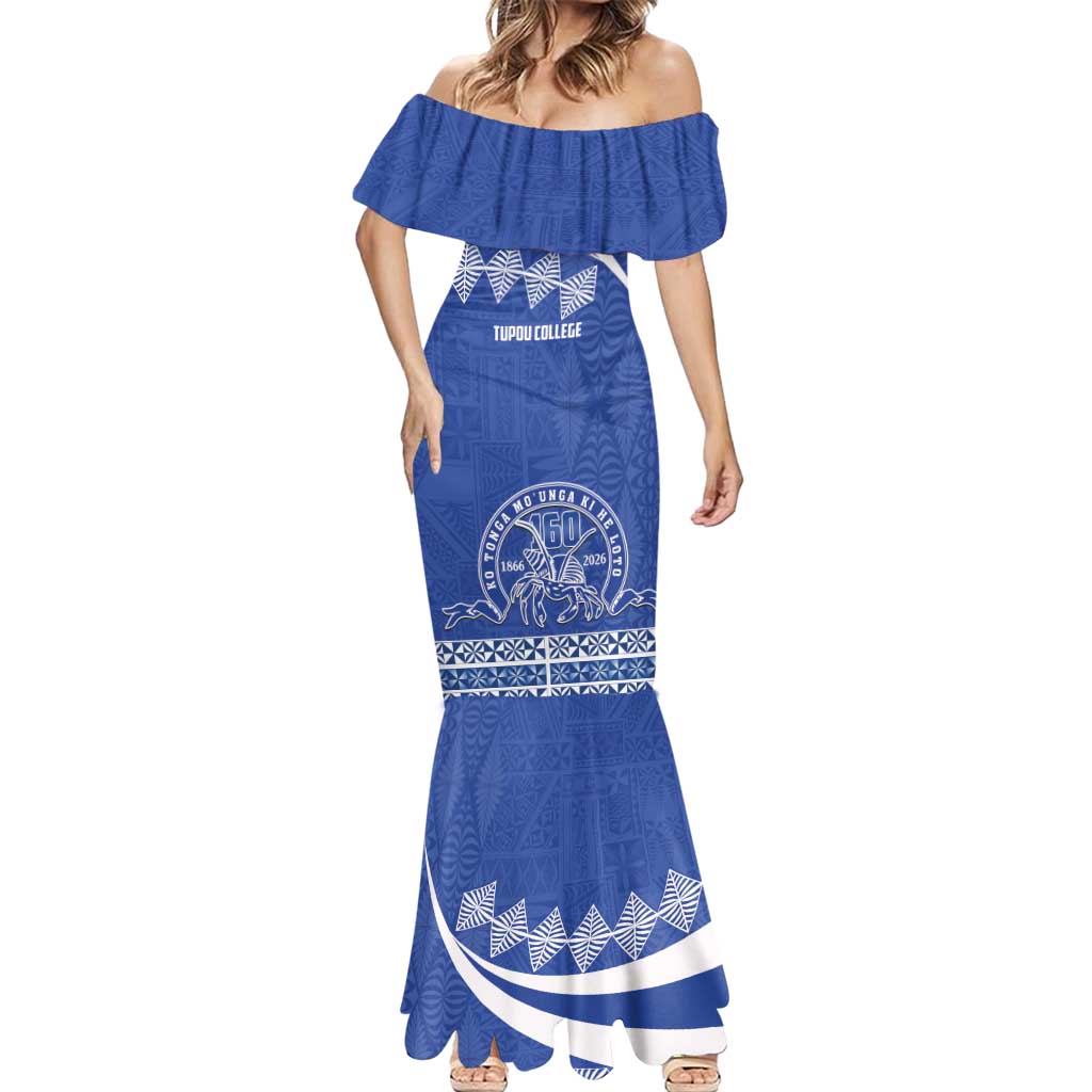 Personalised Tonga Tupou College Toloa Mermaid Dress 160 Years Anniversary Tongan Ngatu Pattern