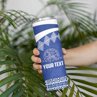 Personalised Tonga Tupou College Toloa Skinny Tumbler 160 Years Anniversary Tongan Ngatu Pattern