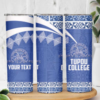 Personalised Tonga Tupou College Toloa Skinny Tumbler 160 Years Anniversary Tongan Ngatu Pattern