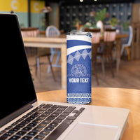 Personalised Tonga Tupou College Toloa Skinny Tumbler 160 Years Anniversary Tongan Ngatu Pattern