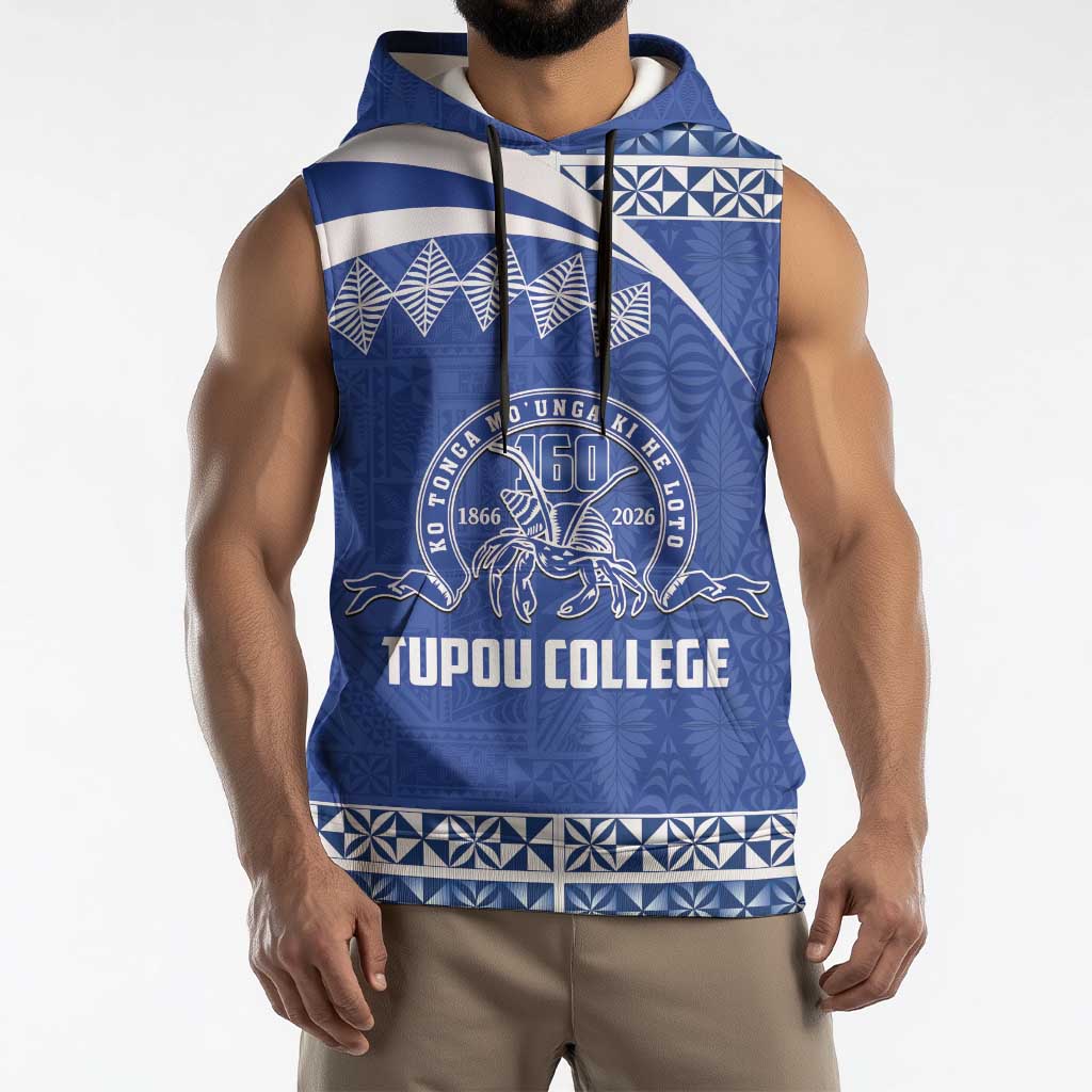 Personalised Tonga Tupou College Toloa Sleeveless Hoodie 160 Years Anniversary Tongan Ngatu Pattern