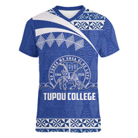 Personalised Tonga Tupou College Toloa Women V-Neck T-Shirt 160 Years Anniversary Tongan Ngatu Pattern