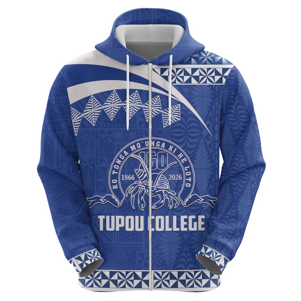 Personalised Tonga Tupou College Toloa Zip Hoodie 160 Years Anniversary Tongan Ngatu Pattern