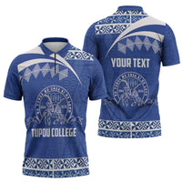 Personalised Tonga Tupou College Toloa Zipper Polo Shirt 160 Years Anniversary Tongan Ngatu Pattern