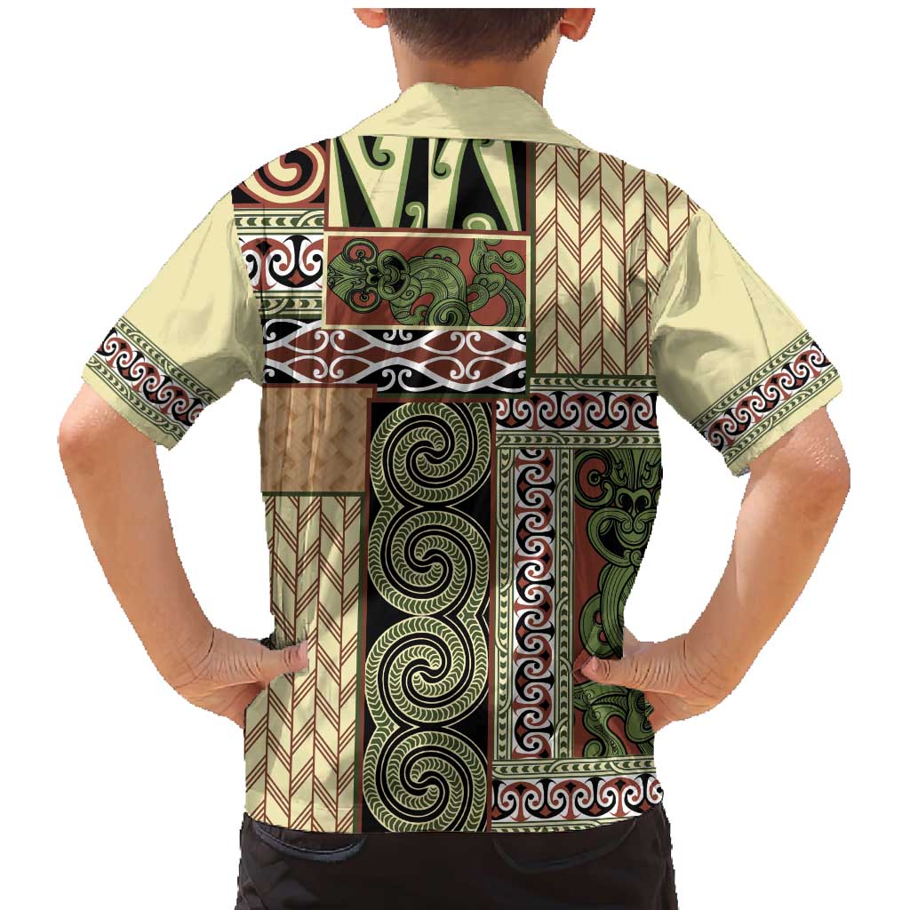 Beige Aotearoa Kowhaiwhai Pattern Family Matching Mermaid Dress and Hawaiian Shirt NZ Maori Quilt Style LT14 - Polynesian Pride