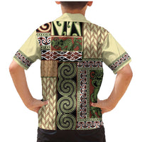 Beige Aotearoa Kowhaiwhai Pattern Family Matching Mermaid Dress and Hawaiian Shirt NZ Maori Quilt Style LT14 - Polynesian Pride