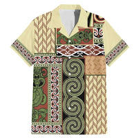 Beige Aotearoa Kowhaiwhai Pattern Family Matching Mermaid Dress and Hawaiian Shirt NZ Maori Quilt Style LT14 Dad's Shirt - Short Sleeve Beige - Polynesian Pride