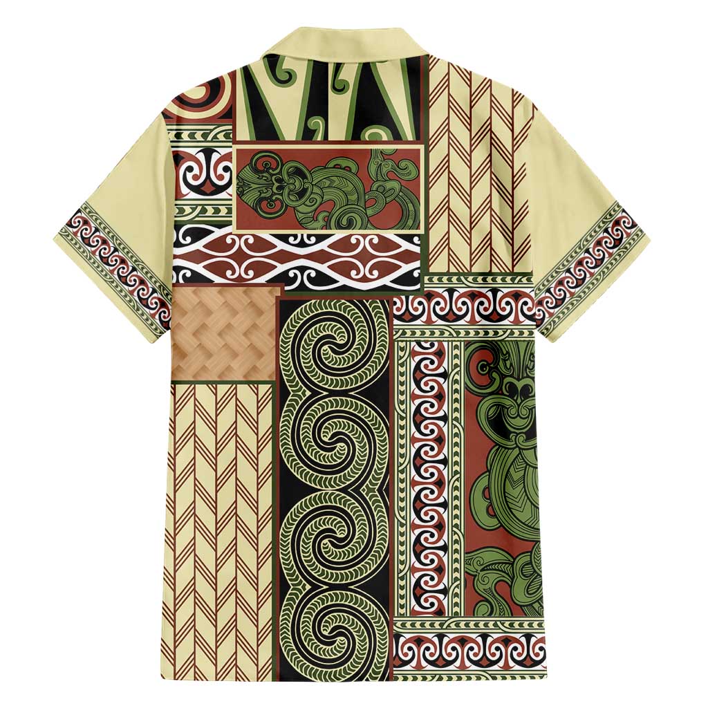 Beige Aotearoa Kowhaiwhai Pattern Family Matching Short Sleeve Bodycon Dress and Hawaiian Shirt NZ Maori Quilt Style LT14 - Polynesian Pride