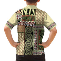 Beige Aotearoa Kowhaiwhai Pattern Hawaiian Shirt NZ Maori Quilt Style